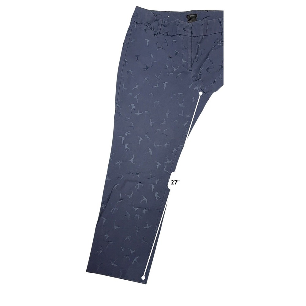 Ann Taylor Whimsical Bird Swallow Ankle Pants 14 Blue Nature - Picture 7 of 10
